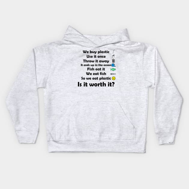 Plastic: Is It Worth It? Kids Hoodie by Green_Shirts